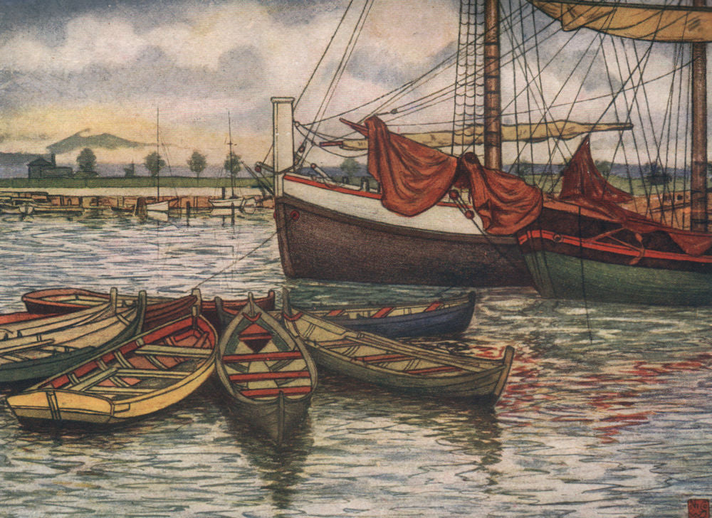 TRONDHEIM. 'Old Boats' by Nico Jungman. Norway 1905 antique print picture